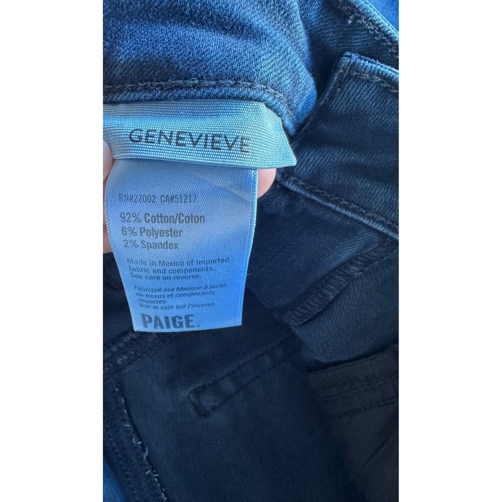 PAIGE Genevieve High Rise Flare Jeans Dark Indigo Raw Hem Size 24 - Picture 5 of 8
